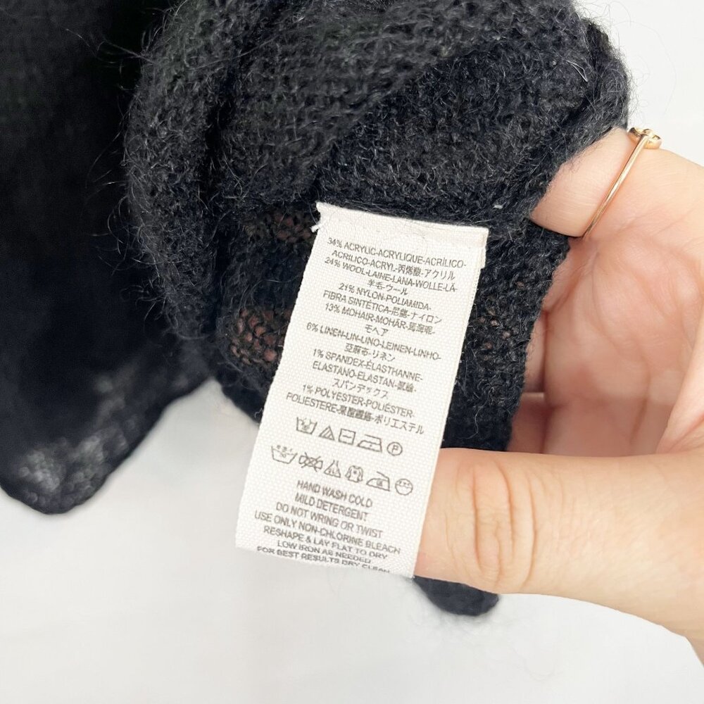 Free People Loch Lomond Off the Shoulder Top Flutter Black Knit Boho Size XS - Picture 4 of 7